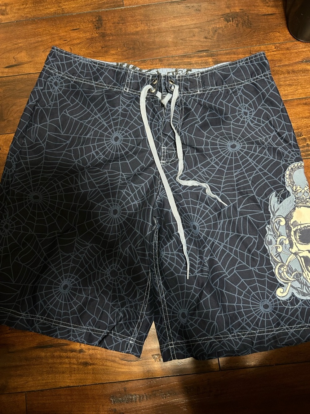 Men's Navy Spiderweb Print Swim Trunks - Unbrandedsize 36